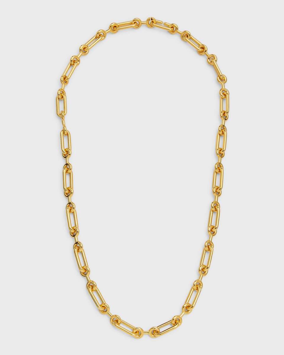 Petite Binary Chain Long Necklace in Gold Vermeil